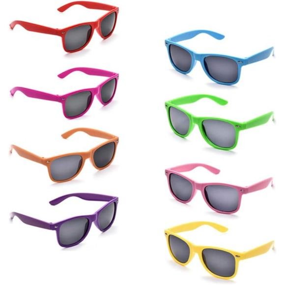 8 Pack Kids Neon Colors Party Favor Supplies Unisex Sunglasses, Mix - Picture 1 of 6